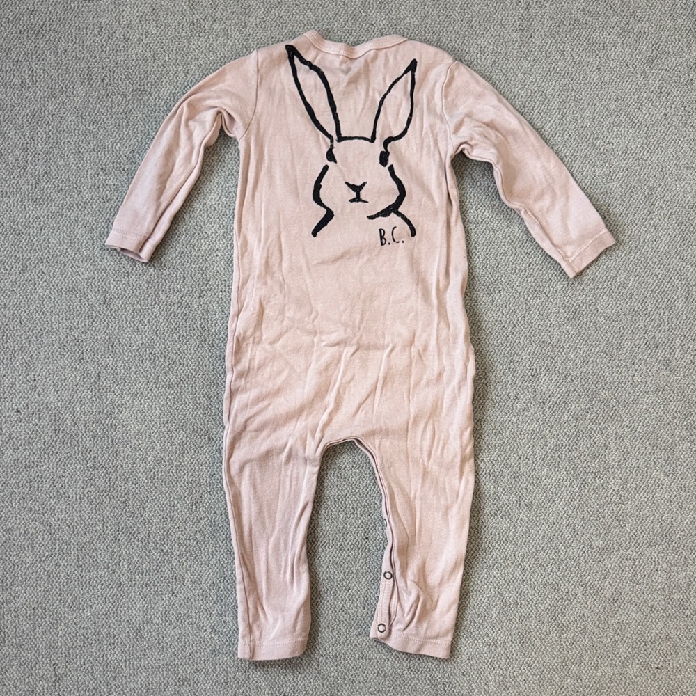 Bobo Choses Light Pink Onesie with bunny